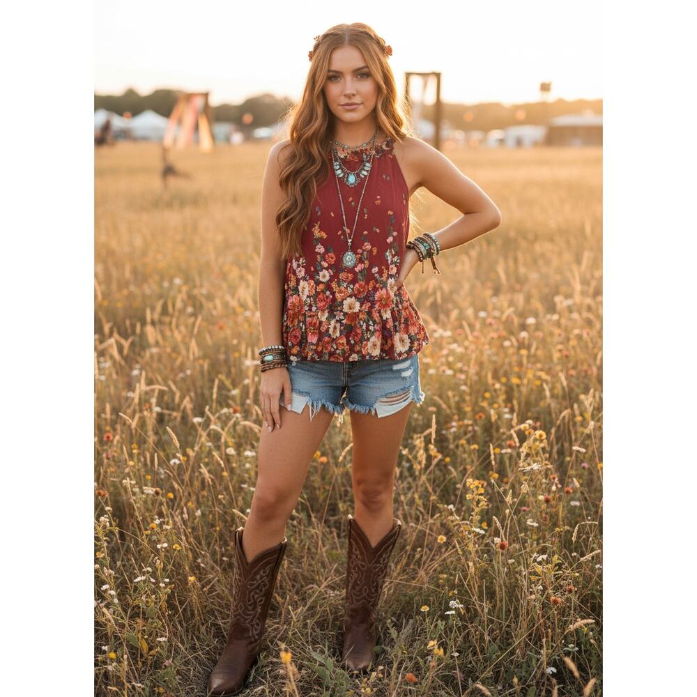 Farm Rio for Anthropologie Sleeveess Blouse | Size Large